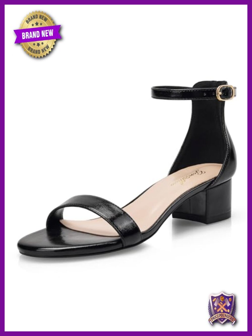 Low Chunky Heels, 1 Inch Block Heel Sandals, Open Toe Ankle Strap Strappy